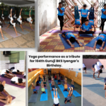 Children pay tribute to Guruji BKS Iyengar by performing yoga asanas